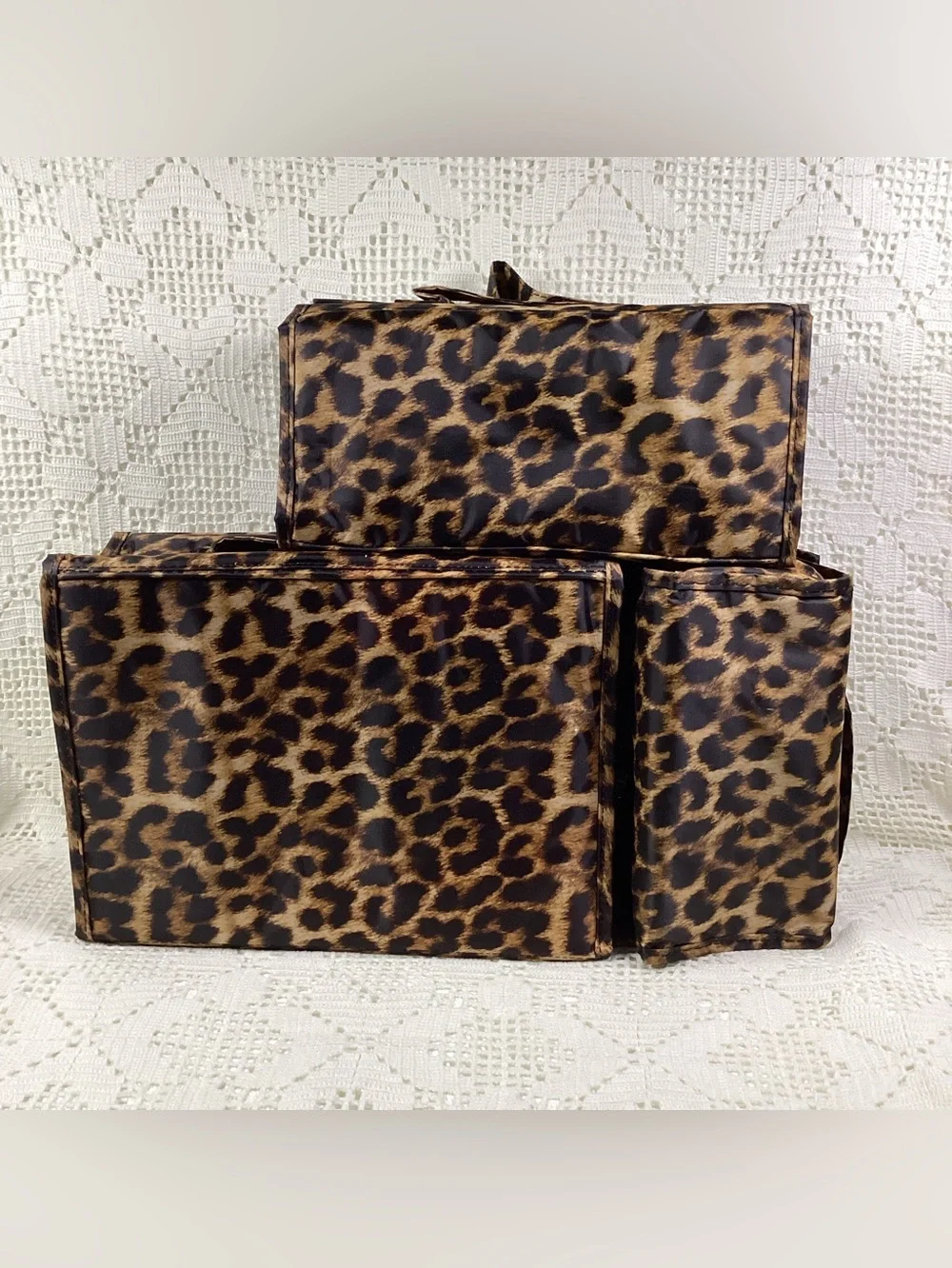 Joy Mangano “Better Beauty Case” Leopard Print Travel/Storage Bag Set